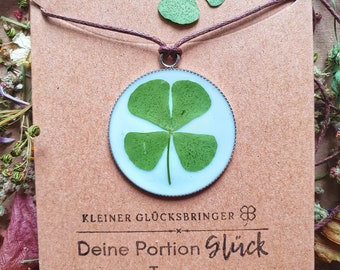 Lucky charm l Genuine four-leaf clover l Necklace silver