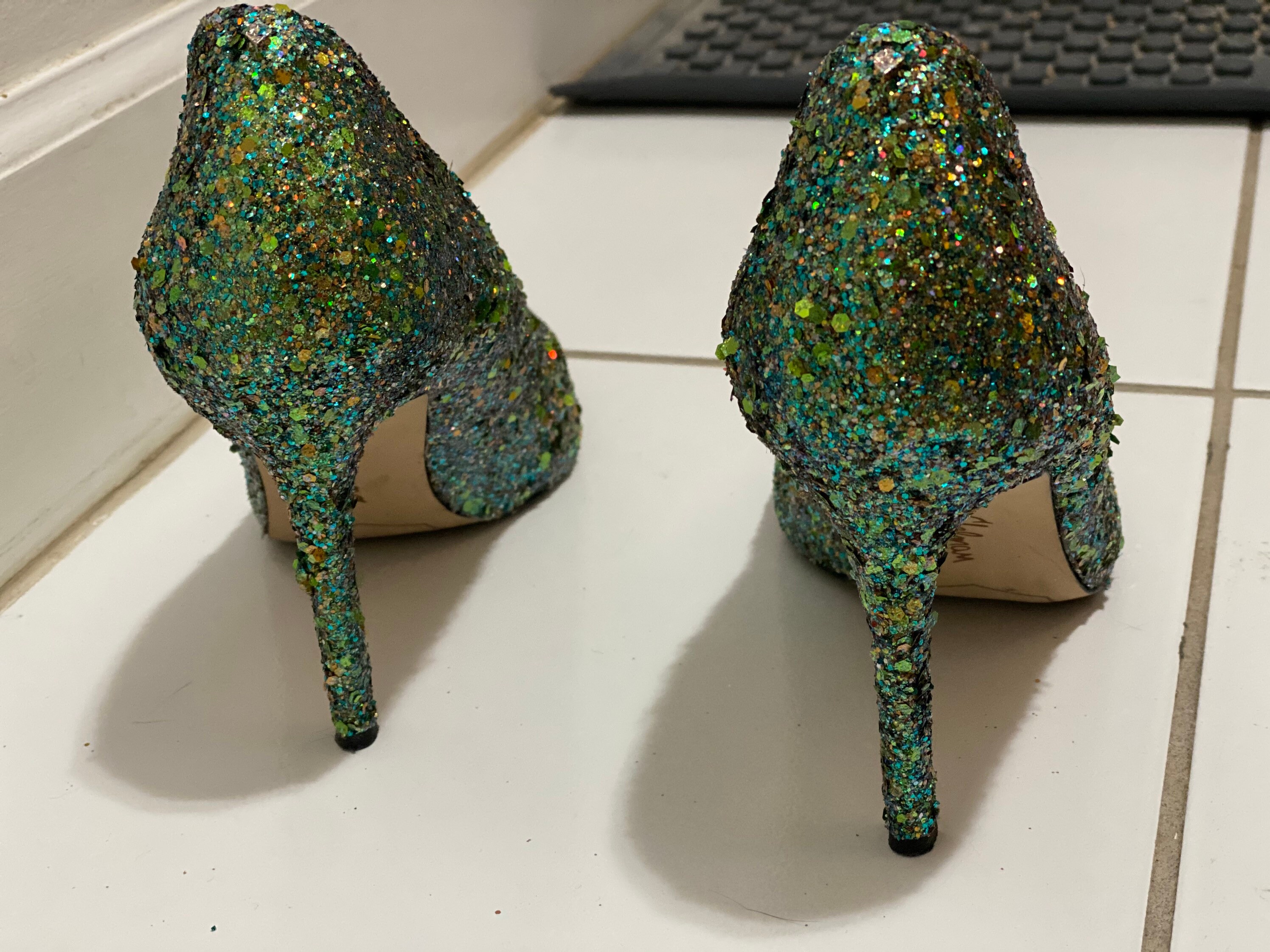 Green Glitter Heels Etsy