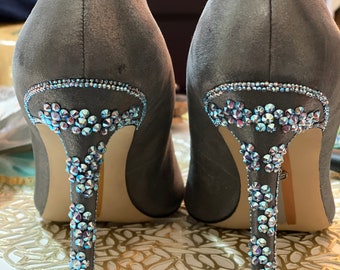 Swarovski crystal strassed flower design heels