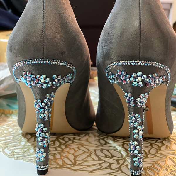 Swarovski crystal strassed flower design heels