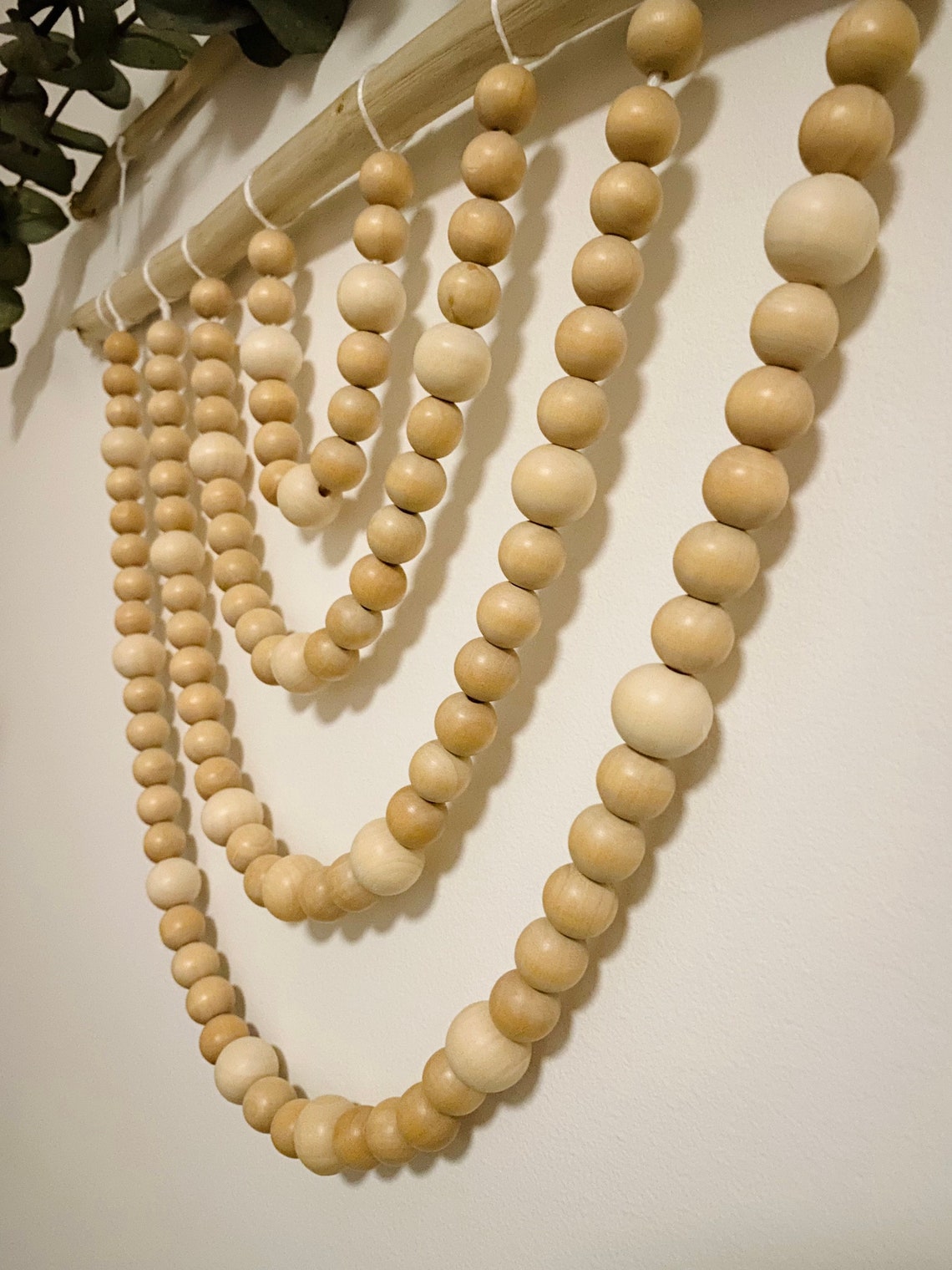 Wooden bead wall hanging boho decor bead wall decor natural Etsy