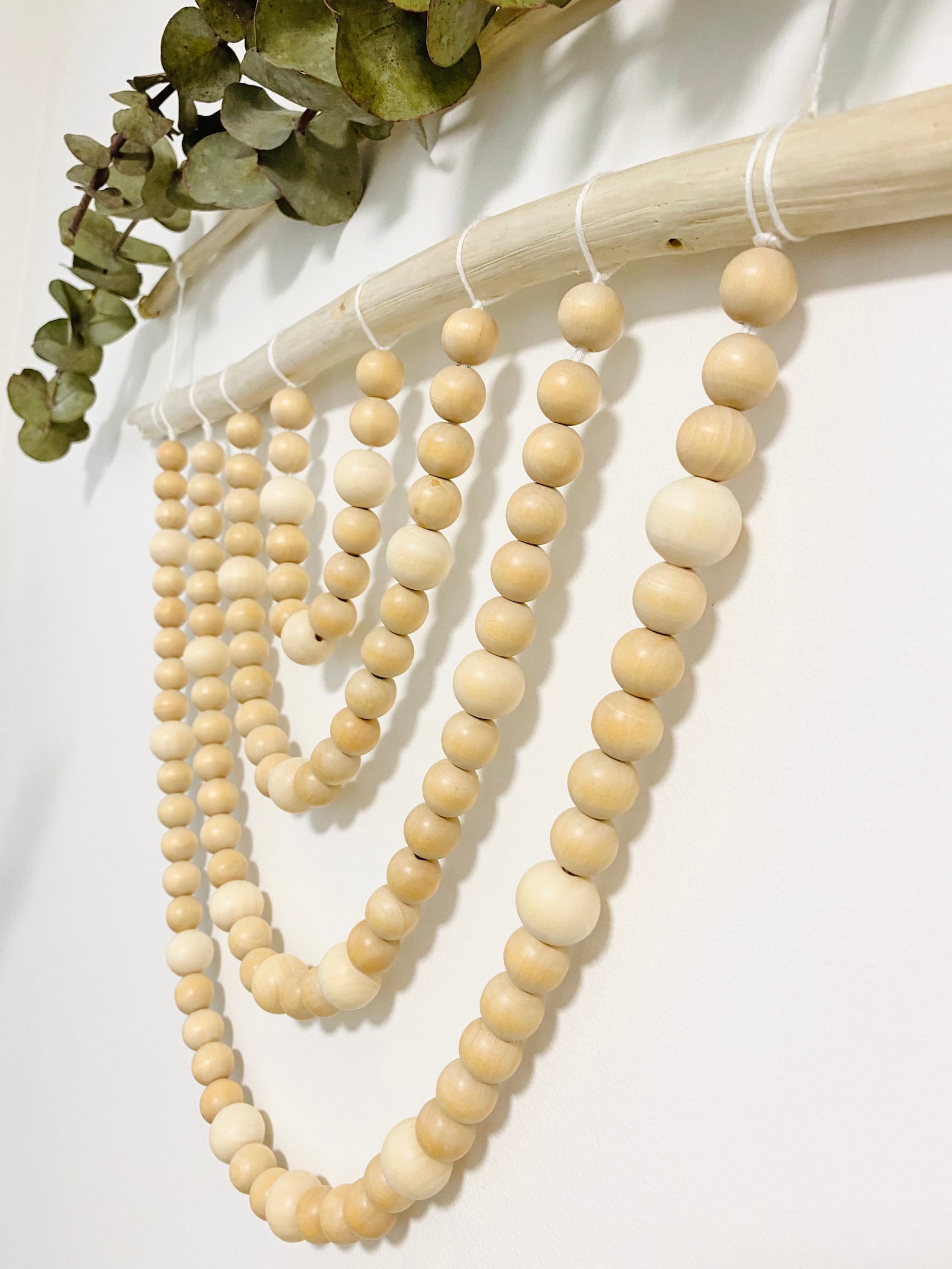 Wooden bead wall hanging boho decor bead wall decor natural Etsy