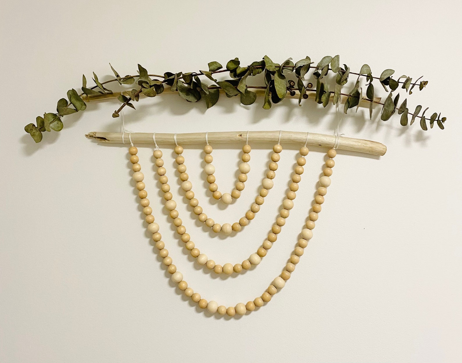 Wooden bead wall hanging boho decor bead wall decor natural Etsy