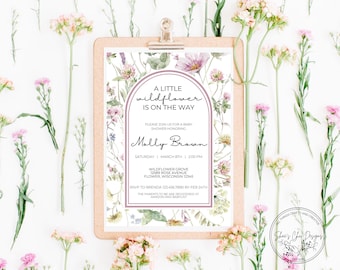 Wildflower Baby Shower Invitation: Floral Printable, Editable Canva (Digital Download)