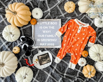 Halloween Pregnancy Announcement: 'A Little Boo' Social Media Template (Digital)