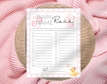 Baby Shower Baby Name Race Game | Baby Girl Duckling | Pink & Yellow | Printable Guest Guessing Game | Shower Guest Games | Instant Download