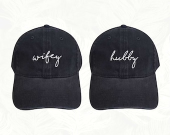 Wifey Hubby Hats, Embroidered Baseball Caps, Honeymoon Hats, Mr and Mrs Hat