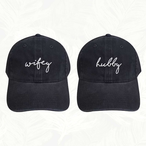 Wifey Hubby Hats, Embroidered Baseball Caps, Honeymoon Hats, Mr and Mrs Hat