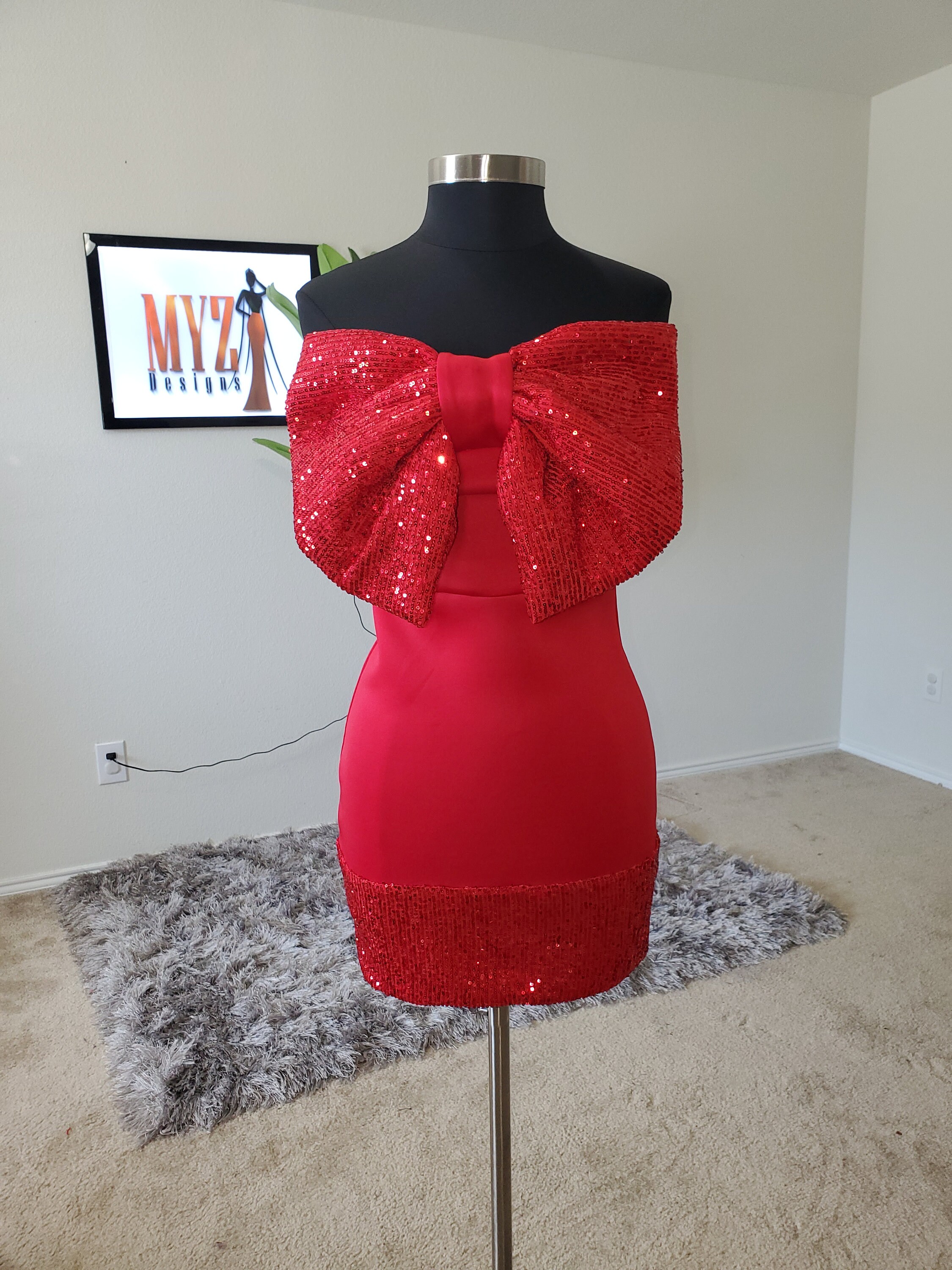 red sequin bow dress Layla Red Sequin Bow Dress, XXL