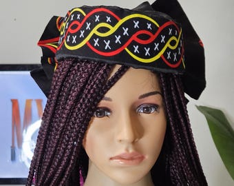 Sombrero africano estampado con lazo: Gorro Toghu de Ankara camerunés, sombrero Ndop
