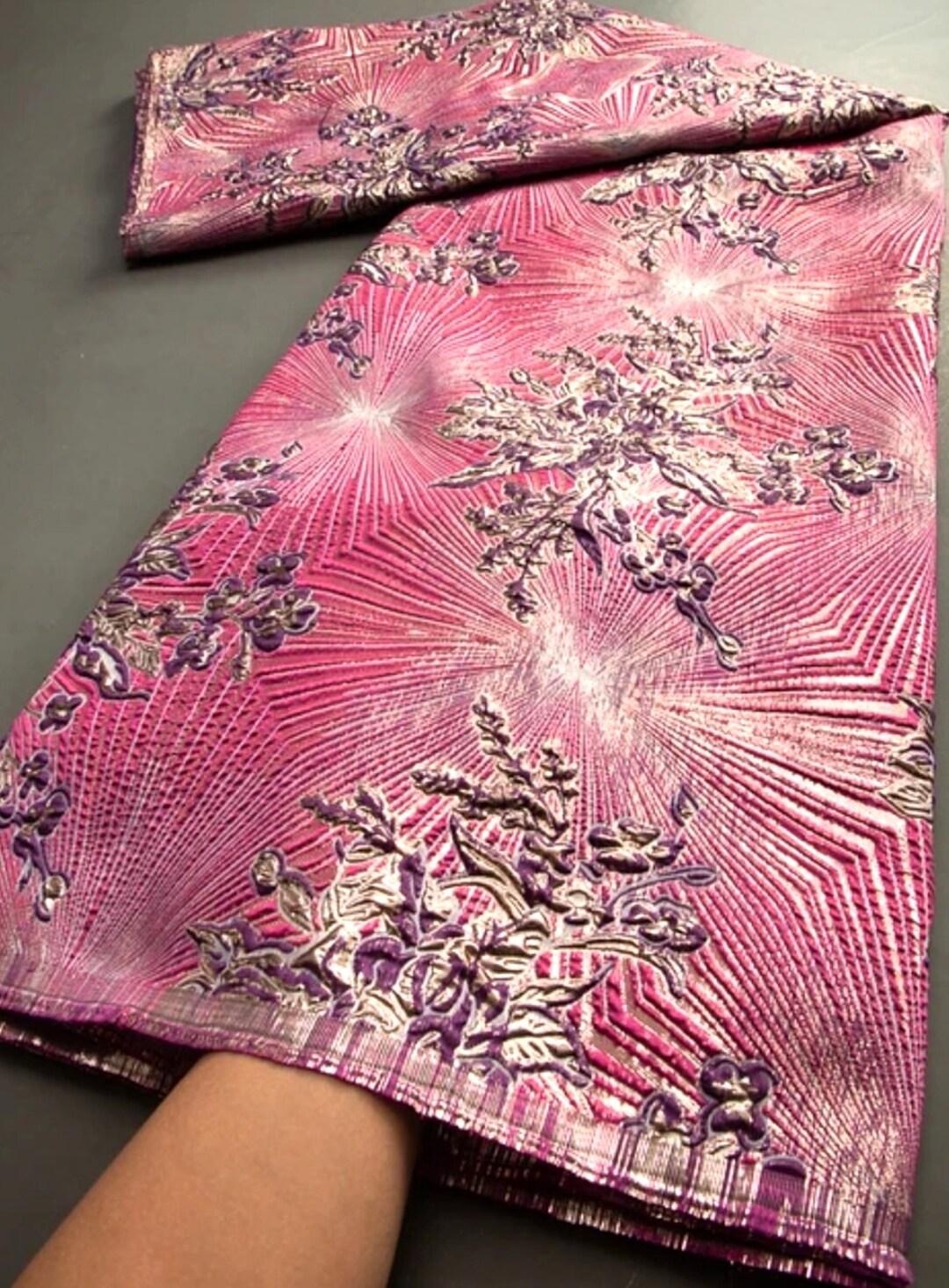 Pink Brocade Metallic Floral Brocade Fabric: Pink & Silver Jacquard (57 In/yard) - Etsy