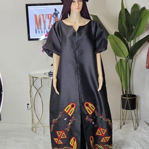 Mikado Satin Bubu Gown with Ankara Toghu Hat: Cameroon Rich Auntie Style