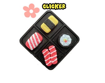 Portachiavi Fidget Clicker con tasto Bento Box stampato in 3D: regalo per gli amanti del sushi