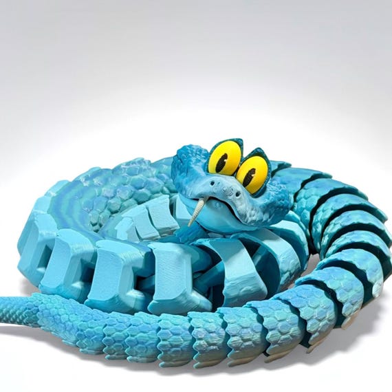 3D Printed Articulated Blue Snake Toy,zootopia Gary Snake