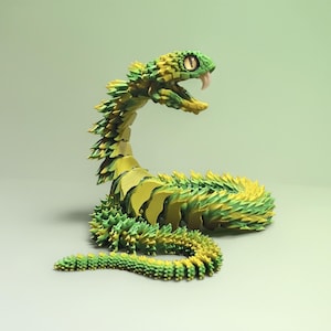 3D Printed Poseable Snake Fidget Toy: Articulated Serpent Dragon Decor