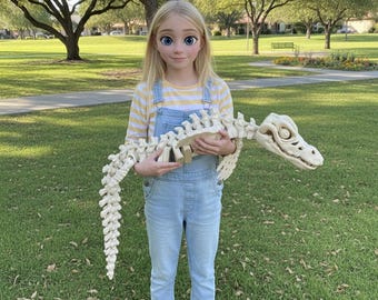 Scheletro gigante di Mosasauro stampato in 3D – Lungo oltre 1,2 metri! + Snack di calamari / Animali preistorici