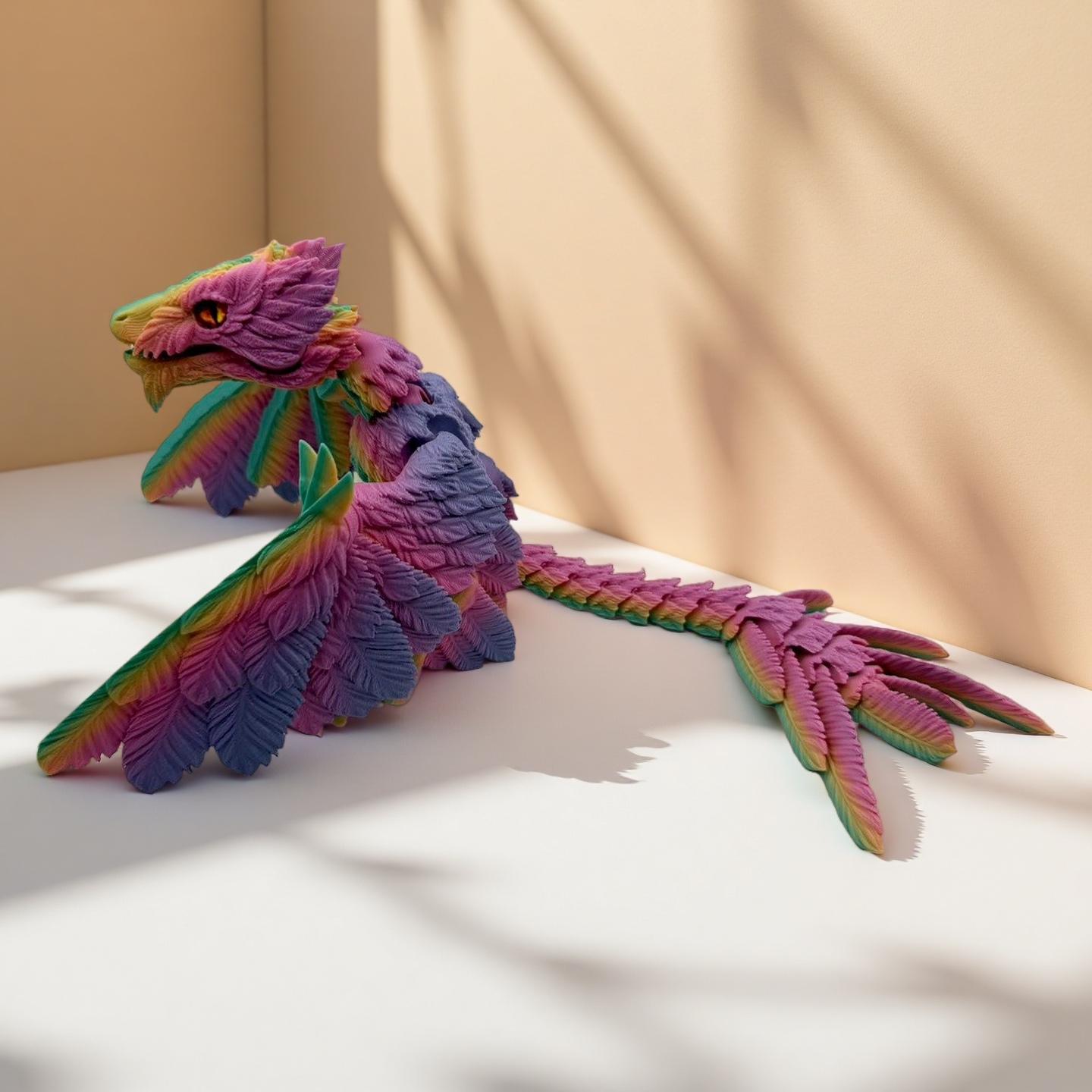 Posable Raptor 3D Printed Articulated Microraptor – Poseable Winged Raptor Figurine ...