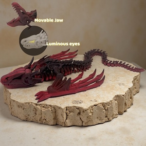 3D Printed Articulated Skeleton Dragon: Gothic Fantasy Desk Decor