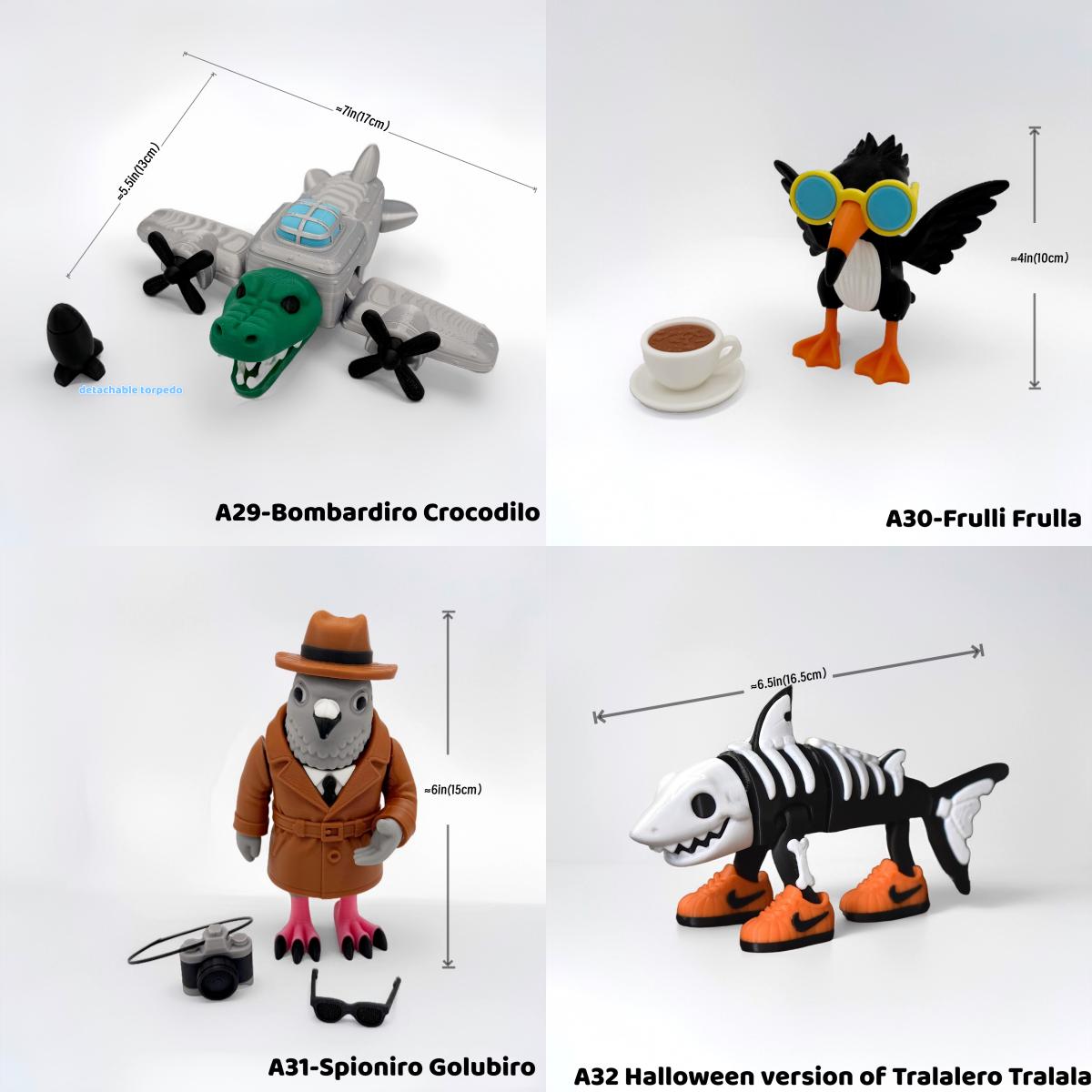 Lot De 3 Figurines Décoratives Brainrot - Jouets De Construction Créatifs Animaux à Assembler Pour Enfants