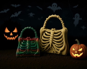 Borsa con ossa di gabbia toracica stampata in 3D: accessorio gotico per cosplay di Halloween