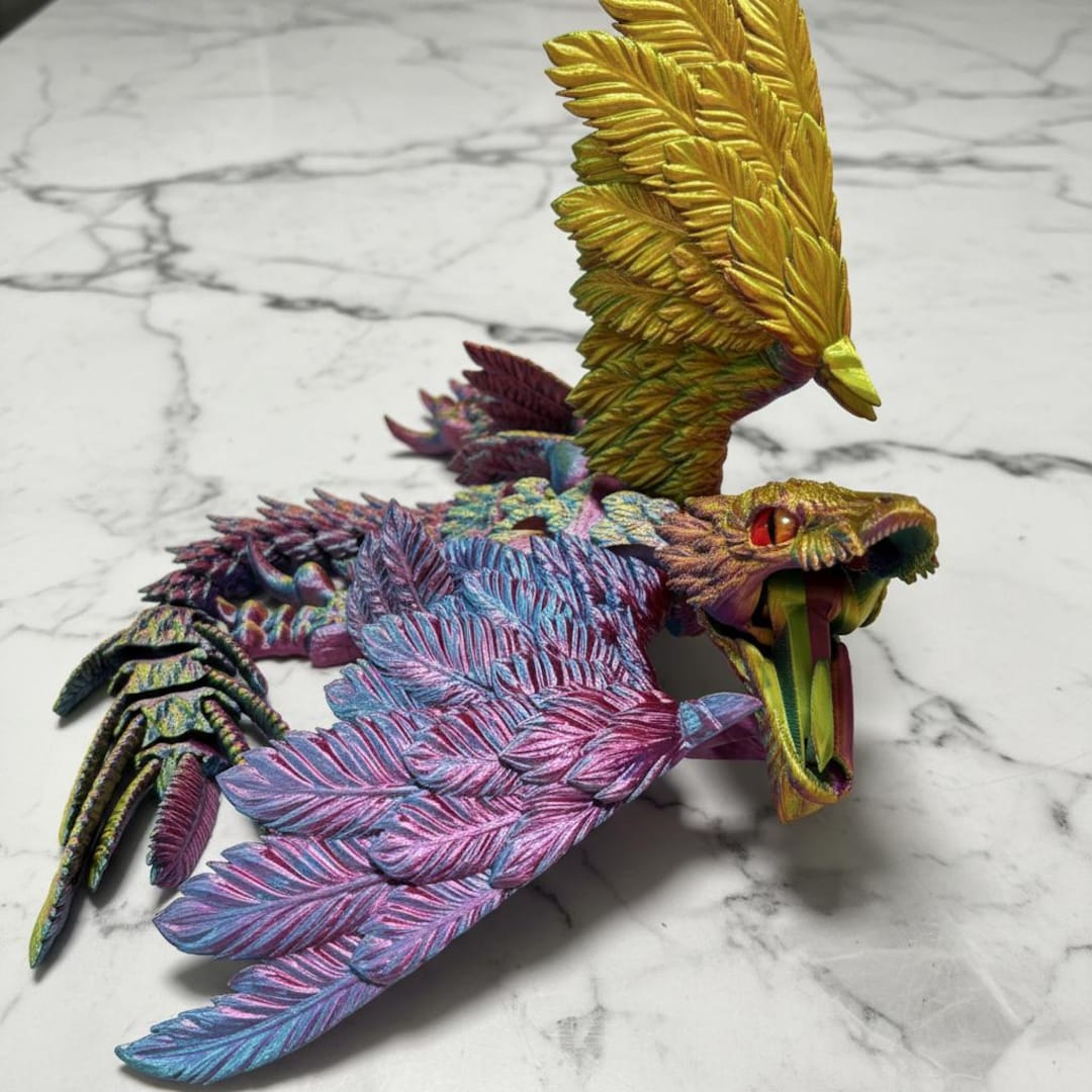 Posable Raptor 3D Printed Articulated Microraptor – Poseable Winged Raptor Figurine ...