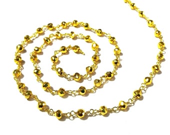 Rosary Beaded Chain Gold Wire 3-15 Feet Multi Tourmaline Rondelle 4-4.5mm Beads 