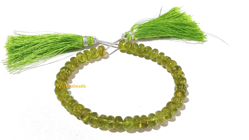 105Cts Natural Peridot Rondelle 7-7.5mm Smooth Plain Gemstone Beads 7Inch