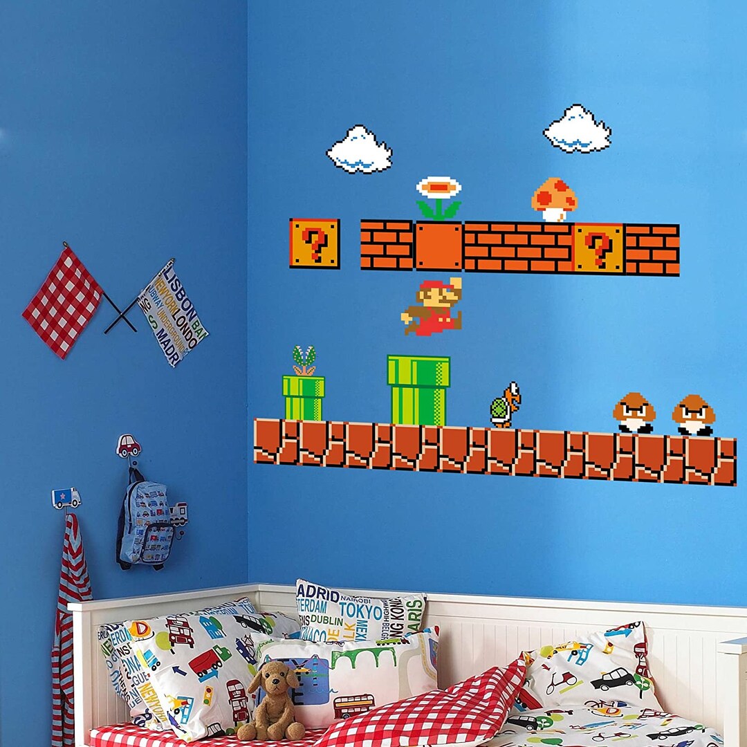 Super Mario Wall Decal Vinyl Stickers Peel & Stick Kids Etsy
