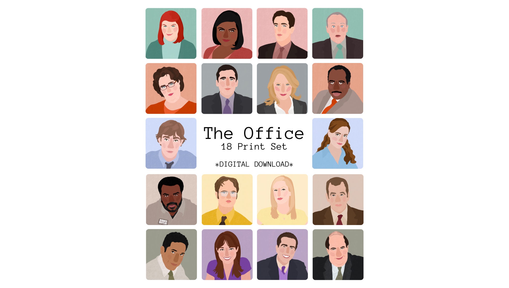 DIGITAL DOWNLOAD the Office Cast Prints Set of 18 Prints - Etsy