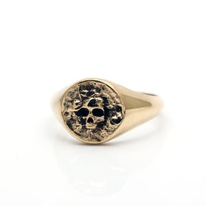 Brass Skull Signet Brass Ring, Gothic Statement Jewelry, Rustic, Bold Handcrafted Design
