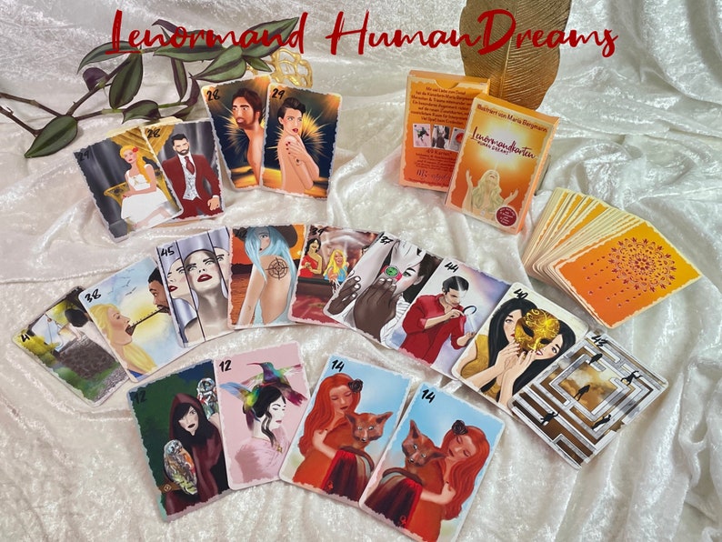 Lenormand Cards HUMAN DREAMS New edition 9 additional cards Maria Bergmann by mb-artgalerie Oracle cards 49 cards PDF booklet Usage approval image 2