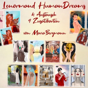 Lenormand Cards HUMAN DREAMS New edition 9 additional cards Maria Bergmann by mb-artgalerie Oracle cards 49 cards PDF booklet Usage approval image 3