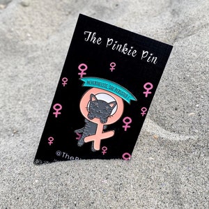 Feminist cute cat pin