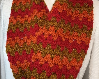 Handmade crocheted Infinity Scarf in fall colors