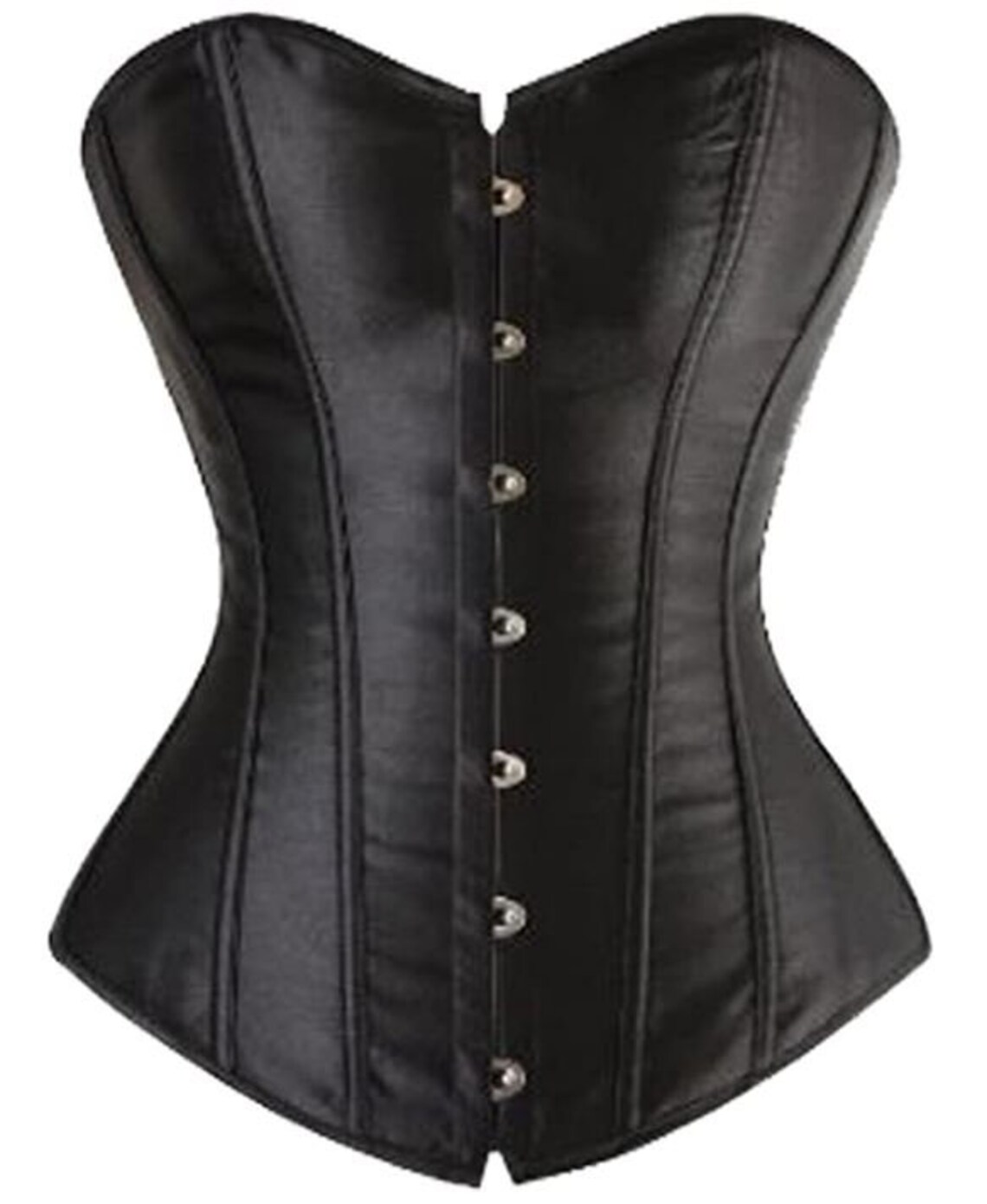 Women's Plain Satin Overbust Black Corset Shapewear Etsy
