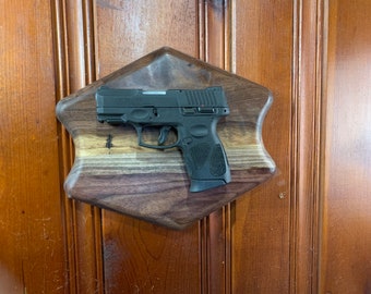 Floating gun rack solid walnut