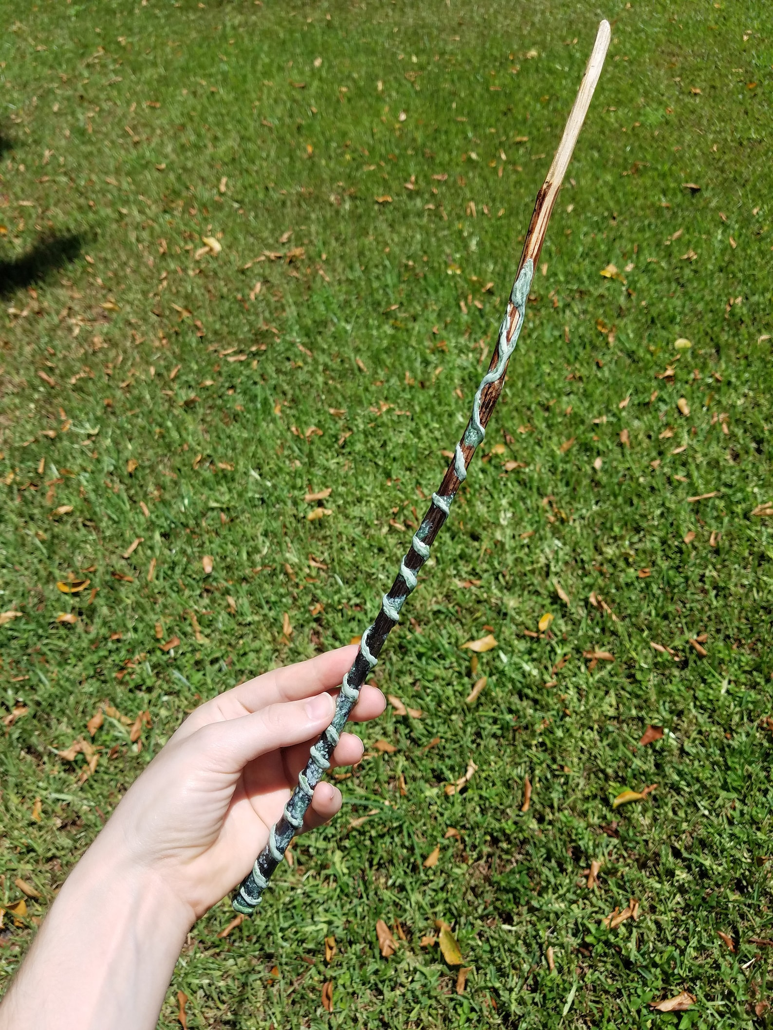 Wooden Wand With Painted Raised Green Vines - Etsy