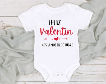 Feliz San Valentin Baby Bodysuit: Spanish Pregnancy Announcement Gift