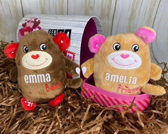 Kids Valentine Pluche | Gepersonaliseerde Valentijn Pluche | Kids Gepersonaliseerde Cadeau | Kids Mailbox Pluche Set | Valentijnscadeau Monkey Pluche | Set van 2