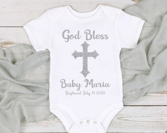 God Bless Baby Christening Bodysuit | Personalized Baby Baptism Outfit | Baptism Gift