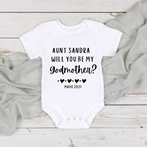 Will you be my godmother?  | Baby Christening Bodysuit | Godmother Reveal Surprise | Baptism Godmother Gift