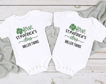 Twins Outfit Set Newborn Twins Bodysuit Twins St Patrick/'s Day Outfit BoyGirl Twins Twins St Paddy/'s Day Outfits 1st St Patrick/'s Day