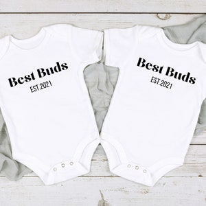 Best Buds EST.2023 Personalized Bodysuit and Shirts | Best Buddies like our Dads Baby Outfits| Newborn Baby Gift for Best Buds