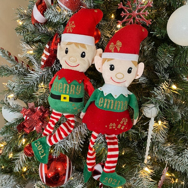 Elfos de Navidad de peluche 2022 / Elfo de Navidad personalizado / Elfo niño / Elfo niña / Regalo de Navidad / Mi primer regalo de Navidad de Elfo / Año 2022!
