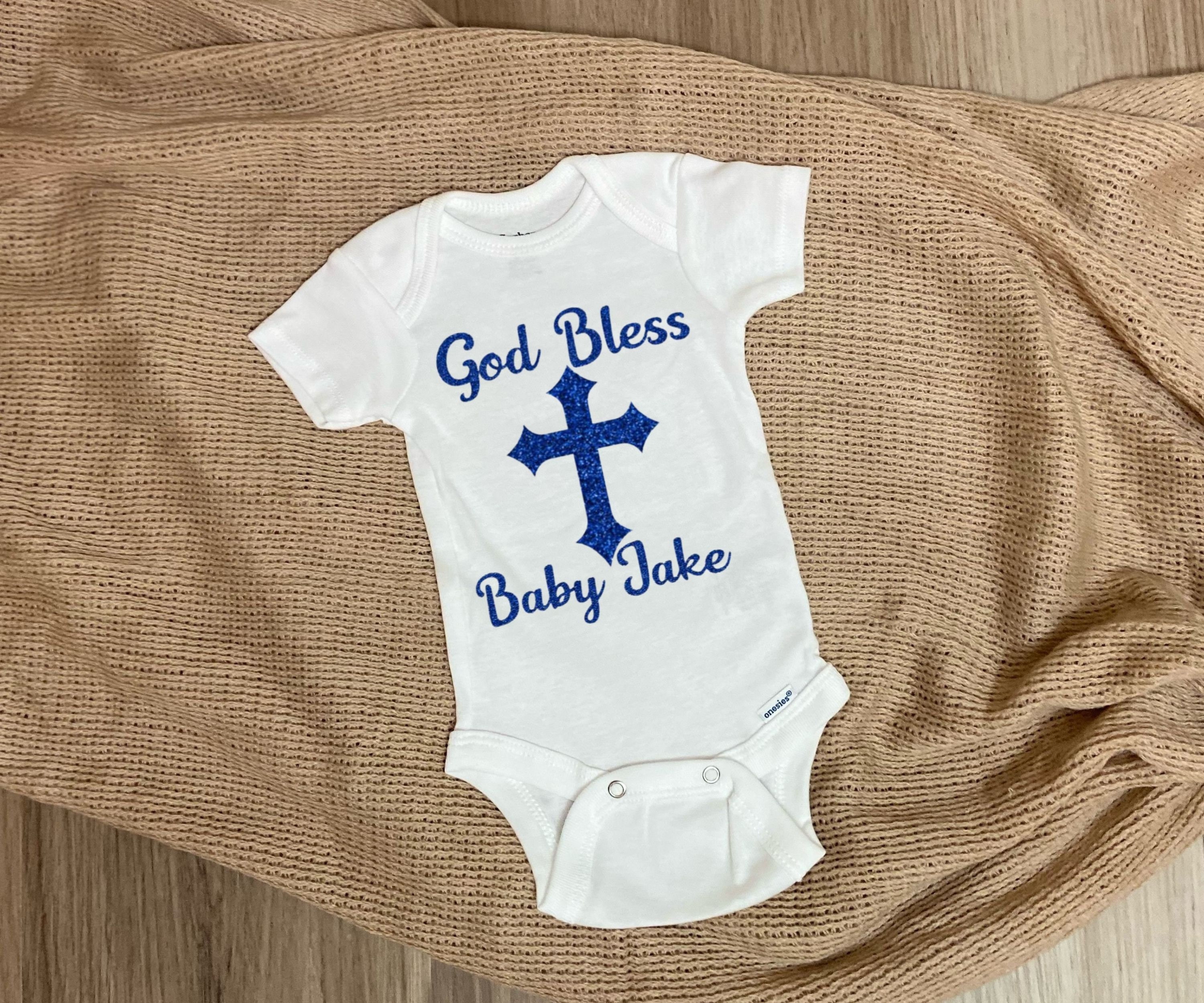God Bless Baby Christening Bodysuit Personalized Baby Etsy
