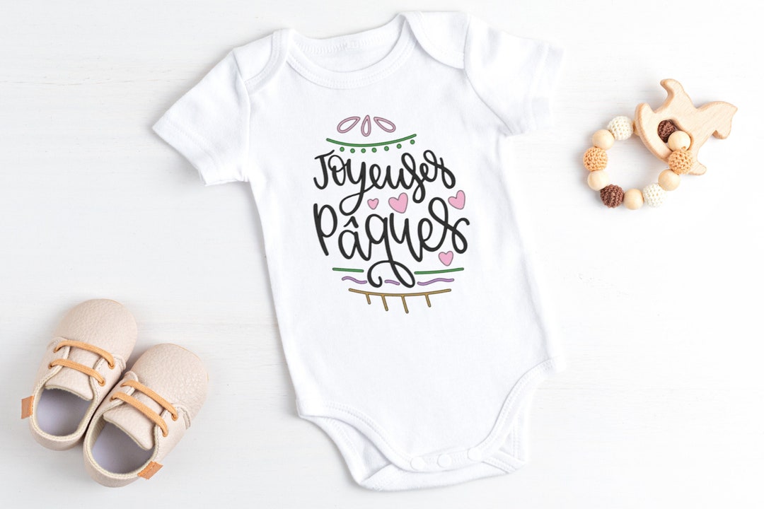 French Happy Easter Baby Onesie Joyeuses Paques Personalized Baby