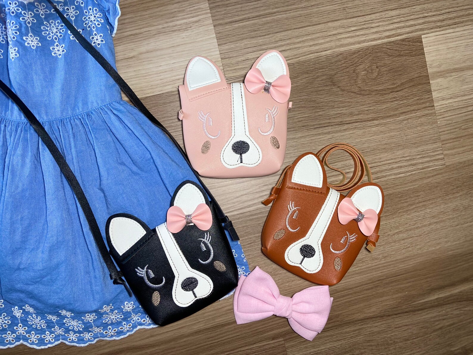 Girls Dog Personalized Purse With Pink Matching Bow Little Etsy