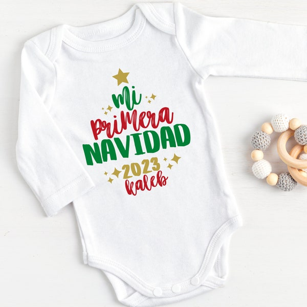 Mi Primera Navidad 2023 Spanish Personalized Baby Bodysuit My First Christmas| Christmas baby Gift in Spanish | Navidad Newborn Outfit Gift