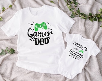 Gamer Dad T-shirt & Baby Bodysuit: Matching Pregnancy Announcement