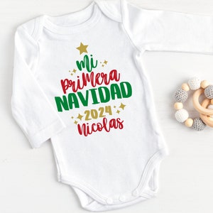 Body personnalisé espagnol Mi Primera Navidad 2024 Mon premier Noël | Cadeau de Noël pour bébé en espagnol | Cadeau de tenue de nouveau-né Navidad